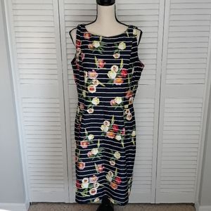 Chaps Navy  Floral Dress Sz 14